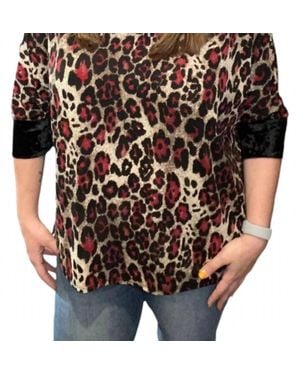 Honeyme Leopard Sassy Tunic Top - Black