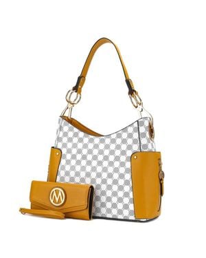 MKF Penelope Circular Print Vegan Leather Shoulder Bag Witch Matching Wallet - Metallic