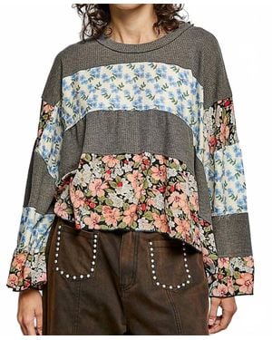 Pol Floral Print Top - Gray
