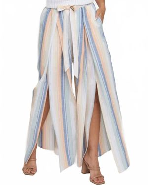 Elsie & Zoey Wrap-Front Split-Leg Pants - White