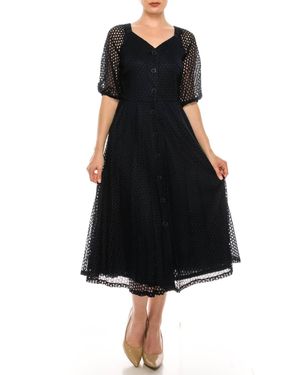 Maison Tara Eyelet Dress - Black