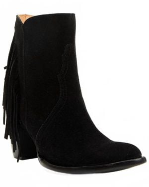 Lucchese Pre-Loved Maypop Fringe Side Zipper Bootie - Black