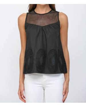 Fate Lace Appliqué Tank Top - Black