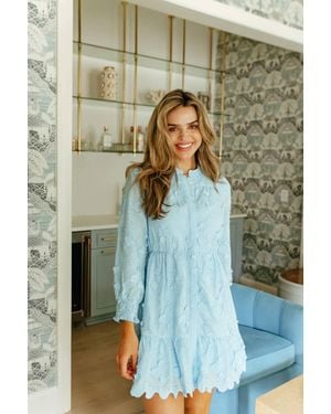 Sail To Sable Floral Eyelet Long Sleeve Shirt Dress - Green