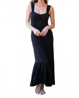YALEA Cleo Babydoll Bamboo Maxi Dress - Black