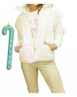 Grace + Emma Iridescent Sequin Vest - White