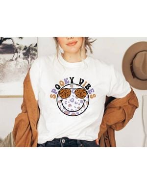 Glittering South Spooky Vibes Halloween Tee - White