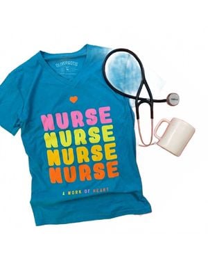 OLIVER & OTIS Nurse, A Work Of Heart Graphic Tee Shirt - Blue