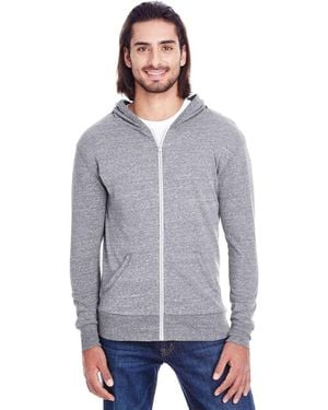 Threadfast Apparel Triblend Full-Zip Light Hooded Sweatshirt - Blue
