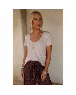 Three Bird Nest Scoop Neck Bralette Tee - Brown
