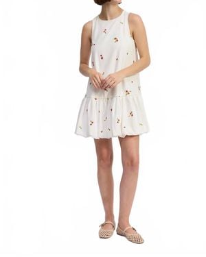 En Saison Strawberry Kiss Bubble Hem Mini Dress - White