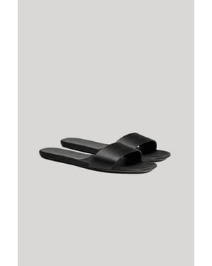 Loulou de Saison Stella Satin Slide Sandal - Black