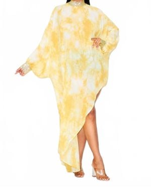 ILLord Couture Empress Chiffon Asymmetrical Tunic Dress - Yellow