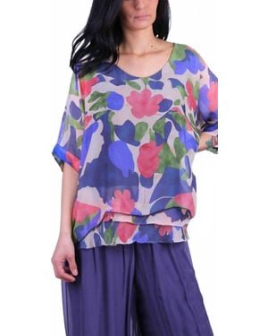 Gigi Moda Carmelina Abstract Floral Kaftan - Blue