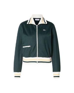 Lacoste Cropped Striped Trims Embroidered Logo Jacket - Blue