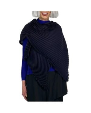Issey Miyake Silk Wool Pleats Stole - Blue