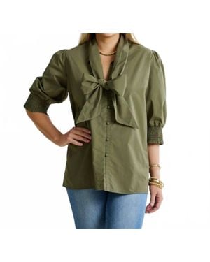Caryn Lawn Holly Bow Top - Green