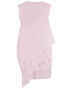 Jacquemus Asymmetrical Layered Cotton Dress With Mandarin Collar - Pink