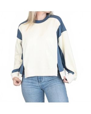 AEMI + CO Colorblock Terry Pullover Sweatshirt - Blue