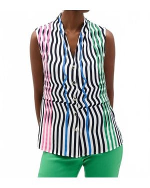 Joseph Ribkoff Striped V-Neck Sleeveless Blouse - Multicolor