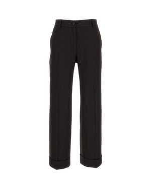 Alberto Biani Charlie Tailored Wool Straight-Leg Pants - Black