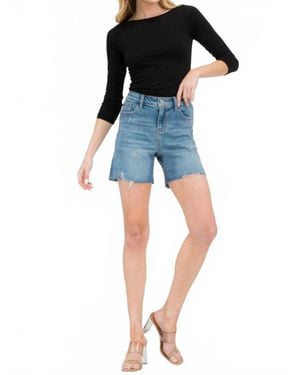 Judy Blue Cut Off Mid Thigh Jean Shorts - Blue