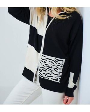 Edinburgh Knitwear Animal Block Zip Jacket - Black