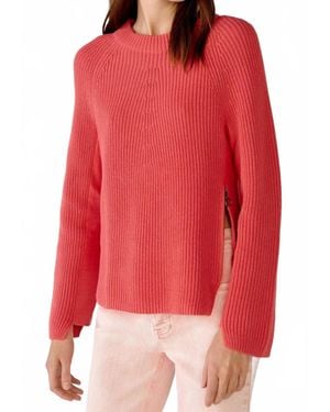 Ouí Crew Neck Open-Back Ribbon Tie Knit Pullover Sweater - Red