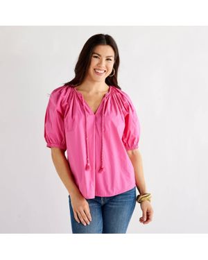 Caryn Lawn Gia Tie Neck Top - Pink