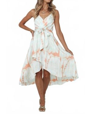 one & only Gemma Tie-Dye Wrapped Midi Dress - White