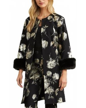 Joseph Ribkoff Faux Fur Trim Jacket - Black