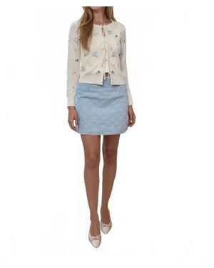 Moon River Lexie Front Tie Cardigan - Blue