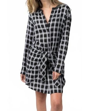 Rag & Bone Tie Plaid Mini Dress - Black
