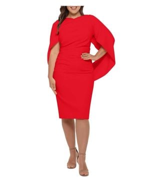 Betsy & Adam Short Scuba Crepe Draped Back Dress - Red