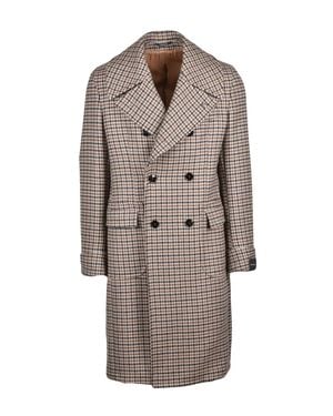 Gabriele Pasini Double-Breasted Houndstooth Wool Coat - Brown