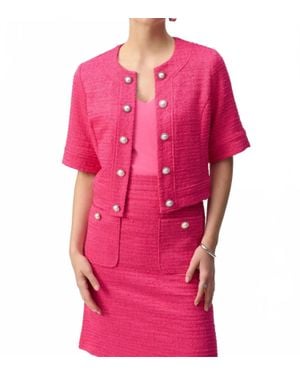 Joseph Ribkoff Bouclé 3/4 Sleeves Cropped Jacket - Pink