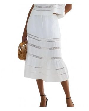 Bella Dahl Lace Trim Midi Skirt - White