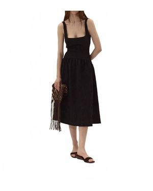DELUC Vedra Square Neck & Wide Shoulder Dress - Black