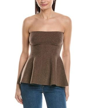 WeWoreWhat Strapless Wool-Blend Peplum Top - Brown
