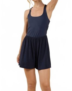 Sadie & Sage On Point Mixed Media Romper - Blue