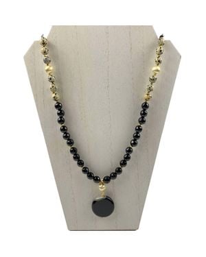 Ali & Bird Jewelry Onyx Dalmation Stone Necklace - Gray
