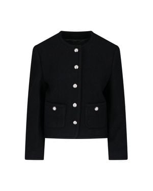 DUNST Round-Neck Ornamental-Button Wool Jacket - Black
