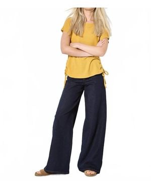 Apricot Summer Waffle Side Ruched Tee - Blue