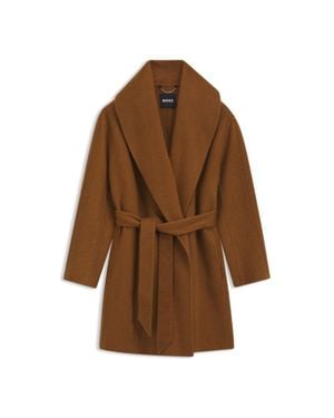 BOSS Shawl-Lapel Wrap Coat - Brown