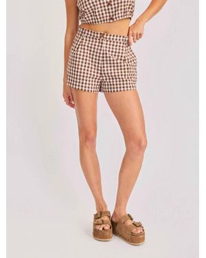Sadie & Sage Mustang Gingham Shorts - Brown