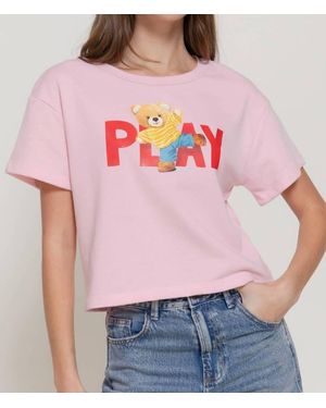 Active Basic Short Sleeve French Terry Short Top - Pink