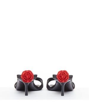 Magda Butrym Floral Satin Mule Heels - Red