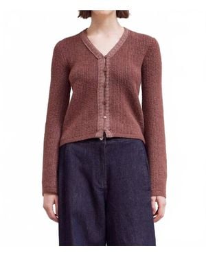 GRADE & GATHER Lace Trim Cardigan - Purple