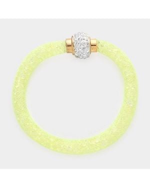 Fashnzfab Crystal Filled Mesh Tube Magnetic Bracelet Peridot - Yellow