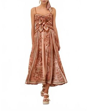 Zimmermann Aster Scarf Midi Dress - Brown